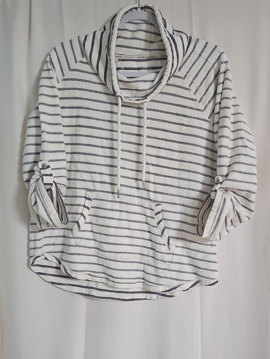 Calvin Klein Tops - Calvin Klein White with Gray Striped Cowl-Neck Pullover